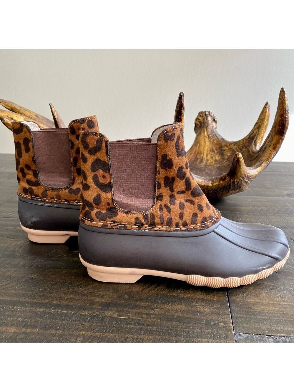 Outwoods Brown Duck Rain Boots Waterproof Sherpa Lined Size 8